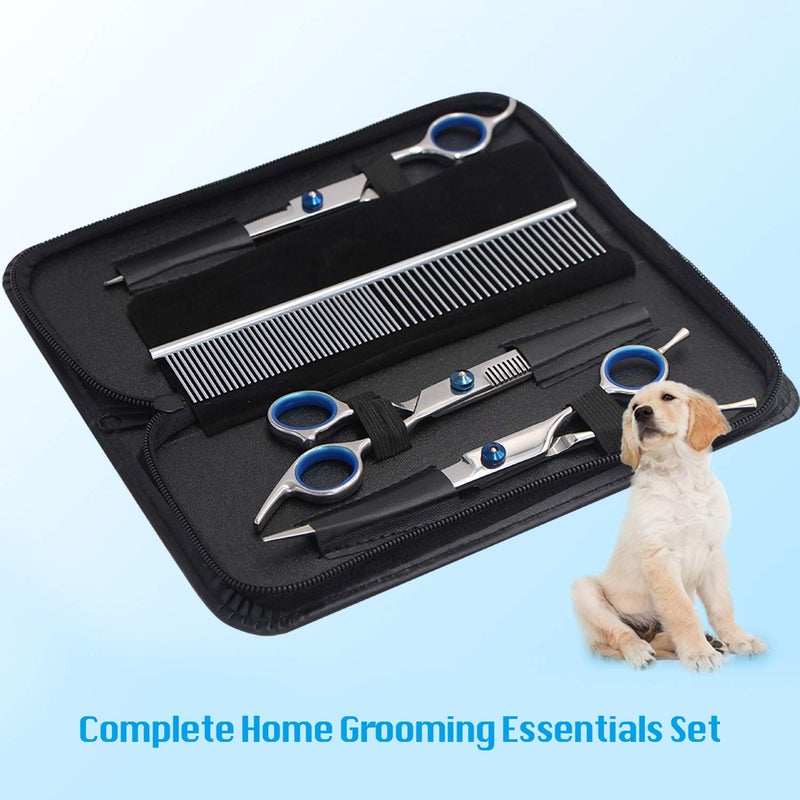 Maxshop Dog Grooming Scissors Kit, Heavy Duty Titanium Stainless Steel Professional Pet Grooming Scissors Kit with Comb, Straight Scissors, Curved Scissors, Thinning Shears for Dogs and Cats - Image 2